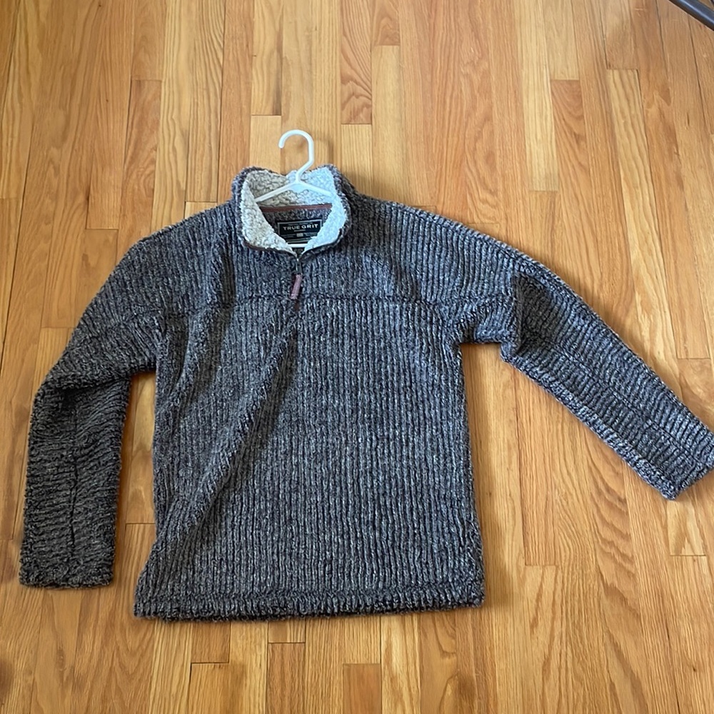 True Grit Small Brown 1/4 Quarter Zip Pullover